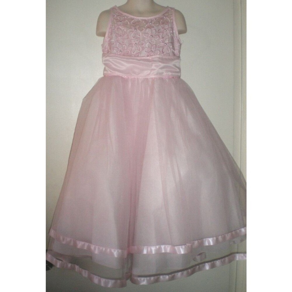 Joykids GIRLS Occasion DRESS 6 FLOWER Gown PINK Pearls DRESSY